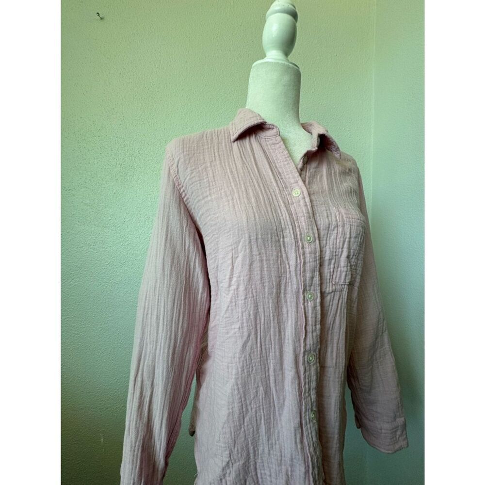 J. Crew Women's Light Pink Crinkled Button-Up Blouse Long Sleeve SZ S - Picture 5 of 12